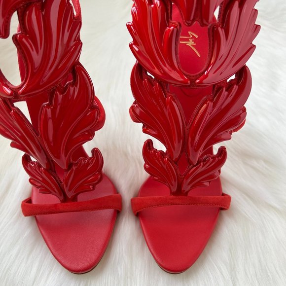 Giuseppe Zanotti Women's Red Coline 110 Wing Sandals Size 38.5 - Picture 5 of 13